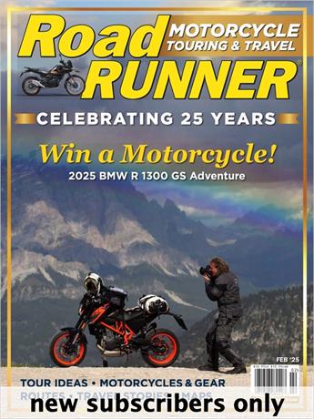 RoadRUNNER Motorcycle Touring & Travel is an independently owned and published print and web motorcycle magazine. We give you the best motorcycle stories, tours, reviews, and lifestyle articles.