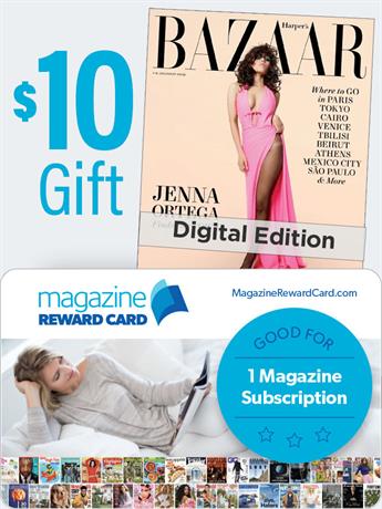 Harper's BAZAAR magazine is world-renowned as the arbiter of fashion and good taste. Every issue of Harper's BAZAAR speaks to the varied interests of the discerning contemporary woman who seeks the best for her home, career and lifestyle.

The digital version is an exact replica of the print version - same content - same design - delivered over the Internet to your desktop or mobile device.